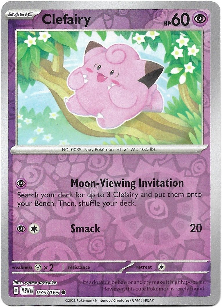 Clefairy Pokemon Scarlet & Violet 151 Reverse Foil Trading Card 035/165