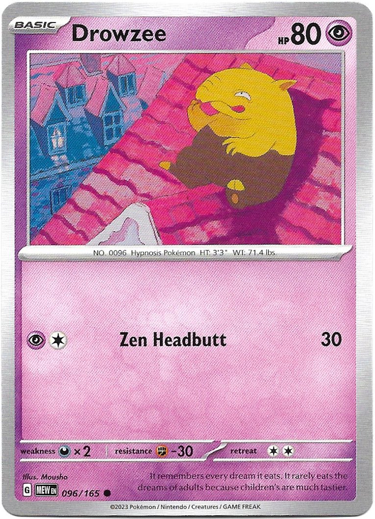 Drowzee Pokemon Scarlet & Violet 151 Trading Card 096/165
