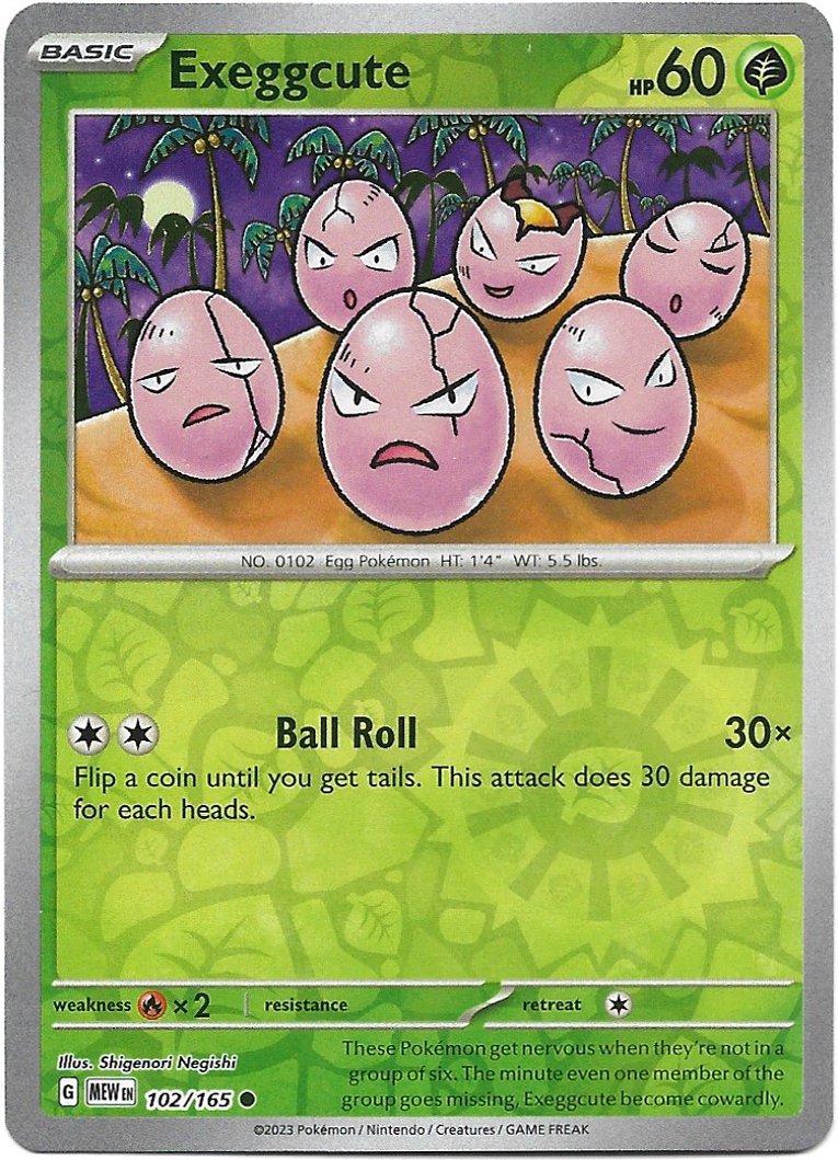 Exeggcute Pokemon Scarlet & Violet 151 Reverse Foil Trading Card 102/165