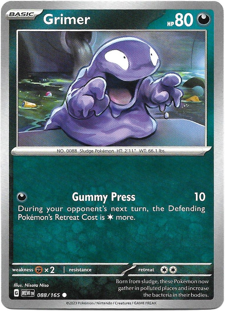 Grimer Pokemon Scarlet & Violet 151 Trading Card 088/165