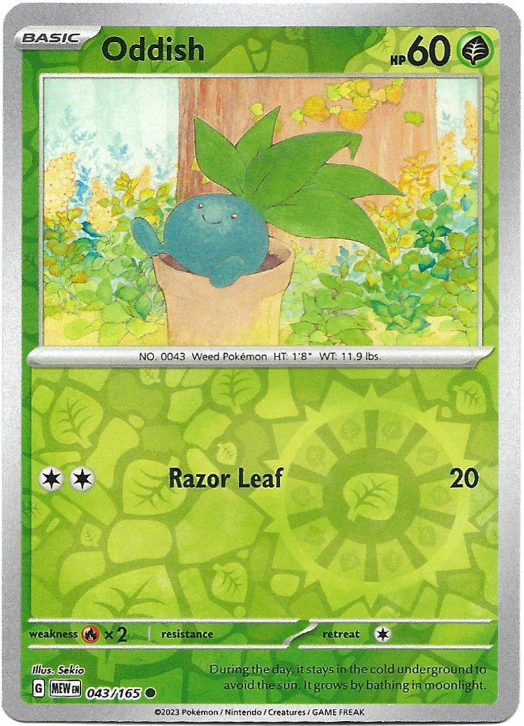 Oddish Pokemon Scarlet & Violet 151 Reverse Foil Trading Card 043/165