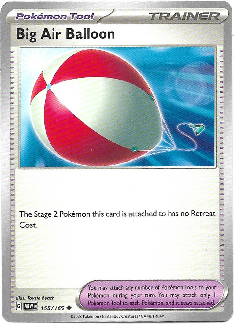 Pokemon Tool Big Air Balloon Pokemon Scarlet & Violet 151 Trading Card 155/165