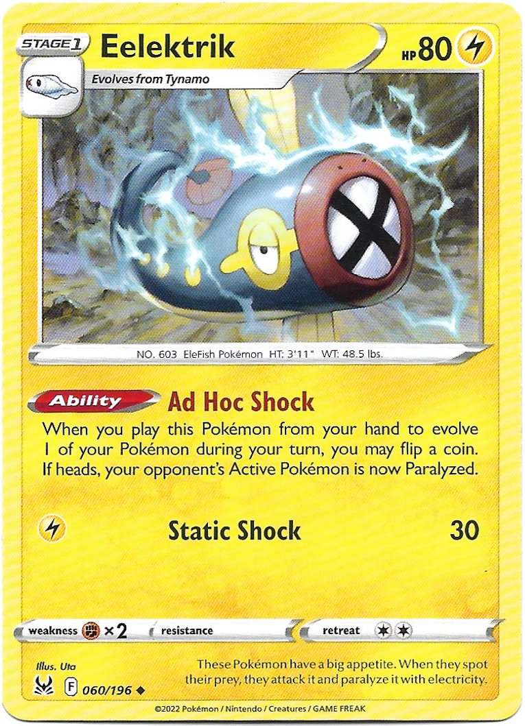 Eelektrik Pokemon Lost Origin Trading Card 060/196