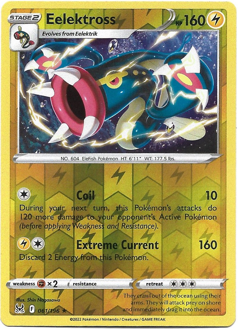 Eelektross Pokemon Lost Origin Reverse Foil Trading Card 061/196