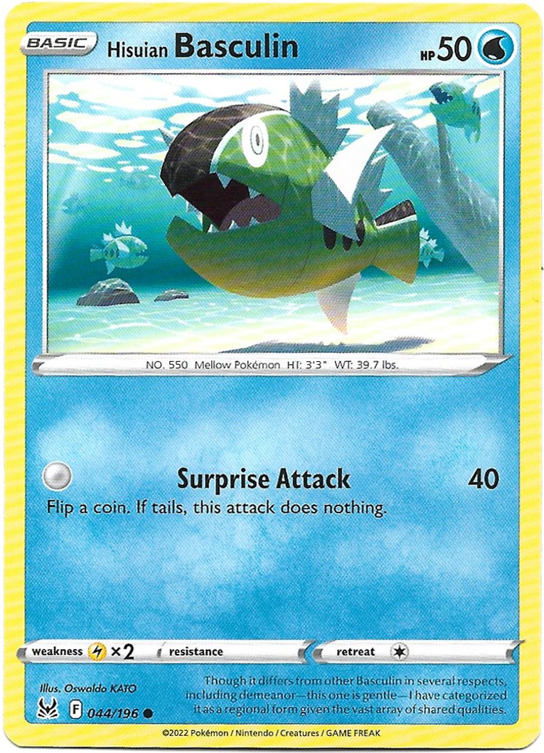 Hisuian Basculin Pokemon Lost Origin Trading Card 044/196