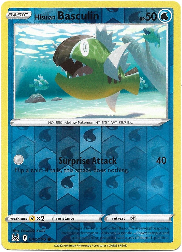 Hisuian Basculin Pokemon Lost Origin Reverse Foil Trading Card 044/196