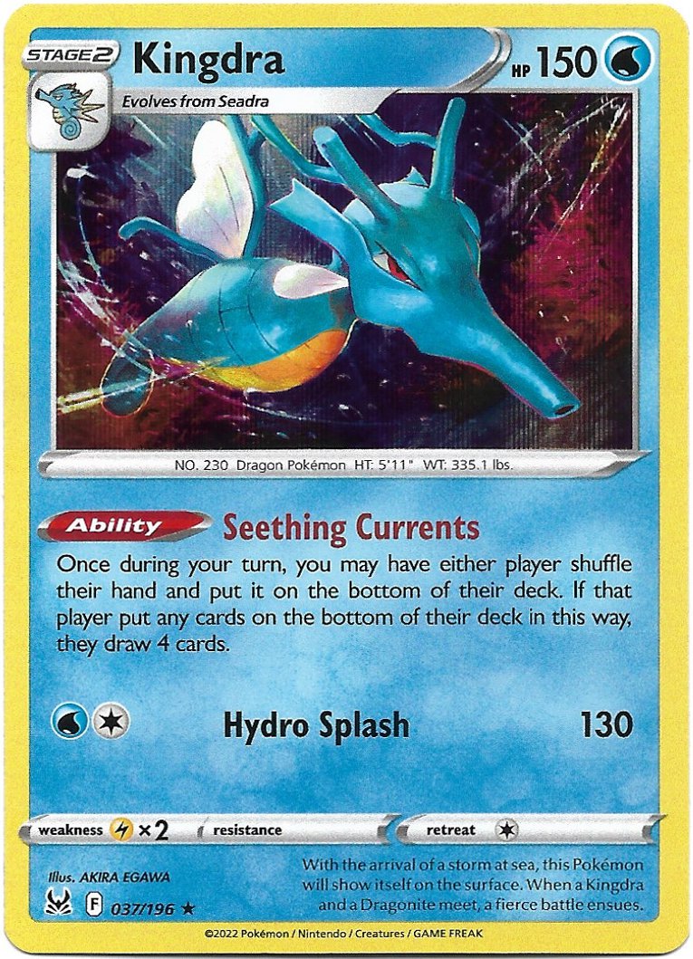 Kingdra Pokemon Lost Origin Trading Card 037/196