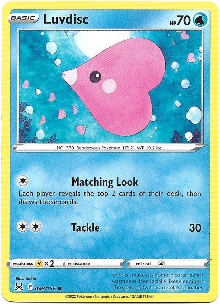 Luvdisc Pokemon Lost Origin Trading Card 038/196