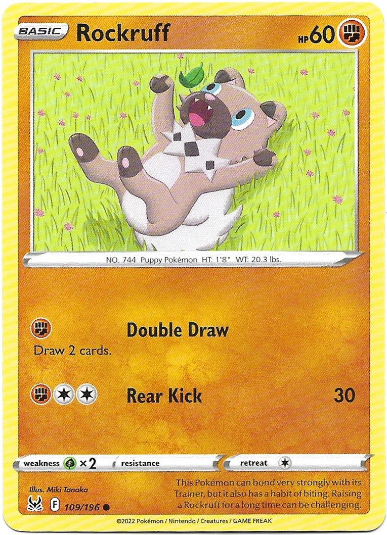 Rockruff Pokemon Lost Origin Trading Card 109/196
