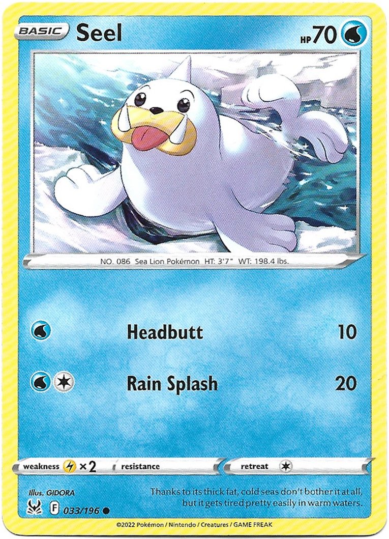 Seel Pokemon Lost Origin Trading Card 033/196
