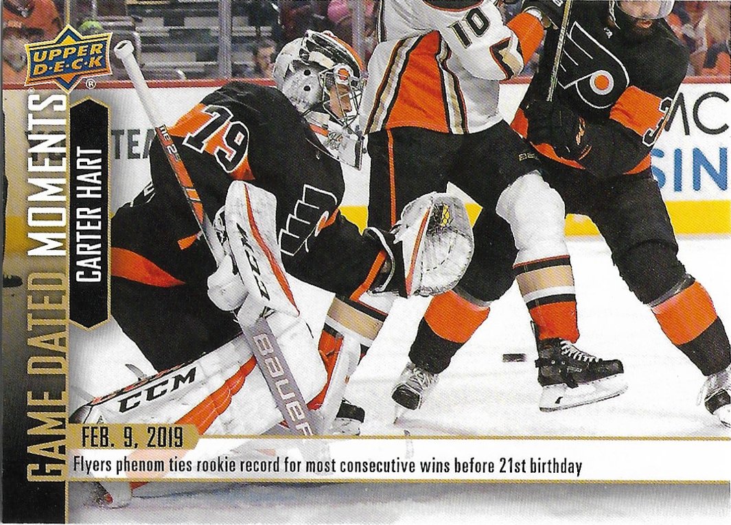 Carter Hart 2018-19 Upper Deck Game Dated Moment #56 Philadelphia Flyers Hockey Card