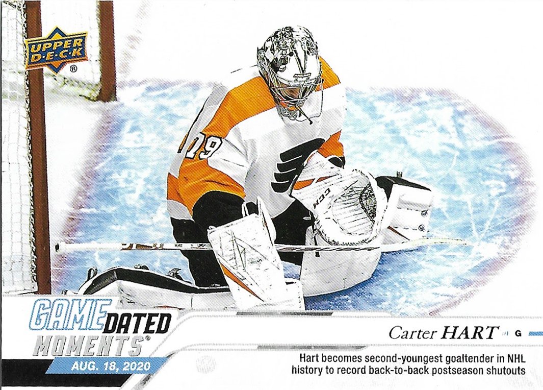 Carter Hart 2019-20 Upper Deck Game Dated Moment #101 Philadelphia Flyers Hockey Card