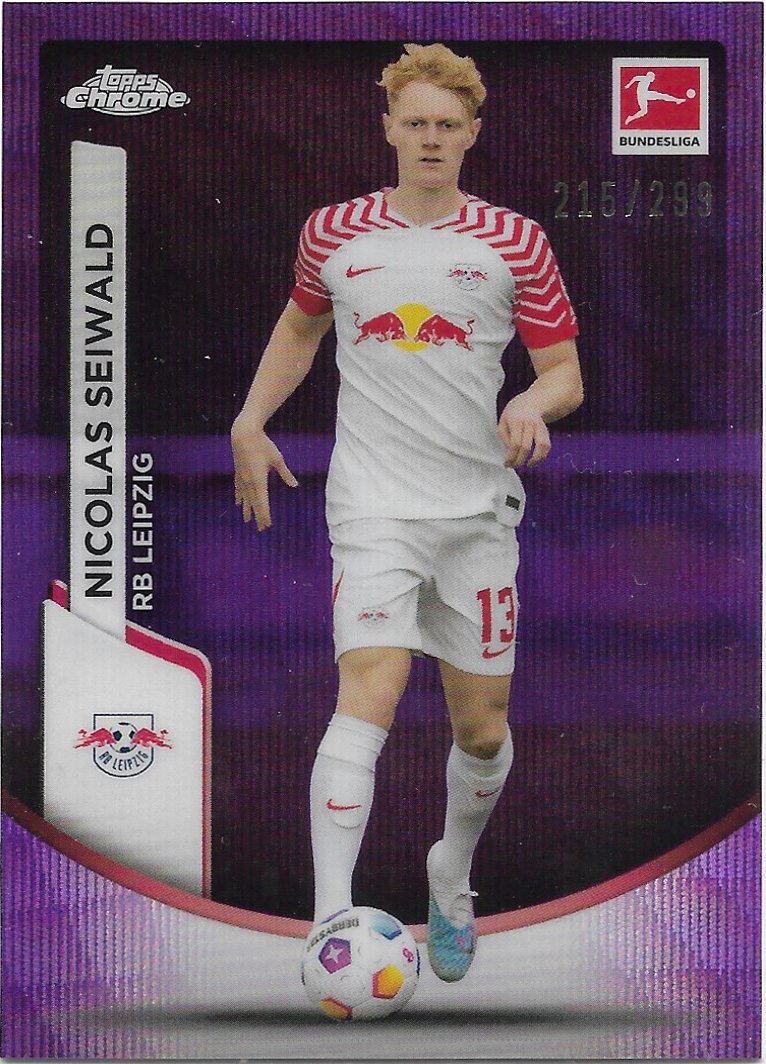 Nicolas Seiwald 2023-24 Topps Chrome Bundesliga Purple Wave Refractor #73 Leipzig Soccer Card /299