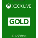 New Microsoft Xbox Live 1 Year (12 Month) Gold Membership Subscription Card.