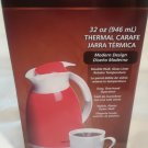 Mr Coffee Thermal Carafe Double Wall Glass Lined Red 32 Oz. Coffee Carafe