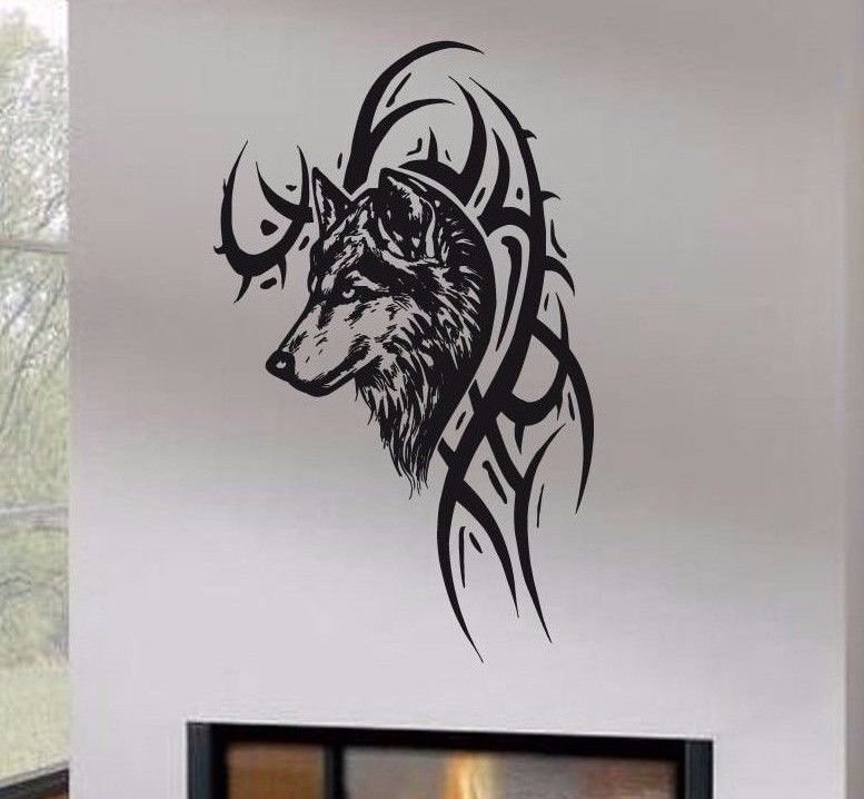 Wall Decor Vinyl Decal Sticker Tribal Wolf tz793