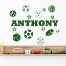 Wall Decal Personalized Name Sport Ball Art Decals Boy Room Decor Sticker AM129