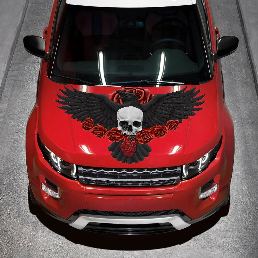 Skull Wings Roses Devil Full Color Car Decal Sticker KR-128 FRST