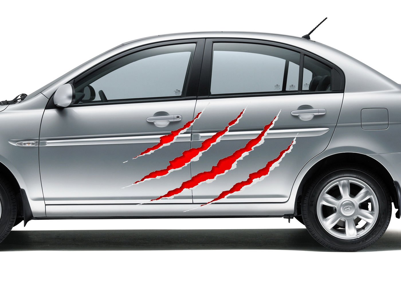 Four Red Scratches Full Color Car Decal Sticker KR-94 FRST