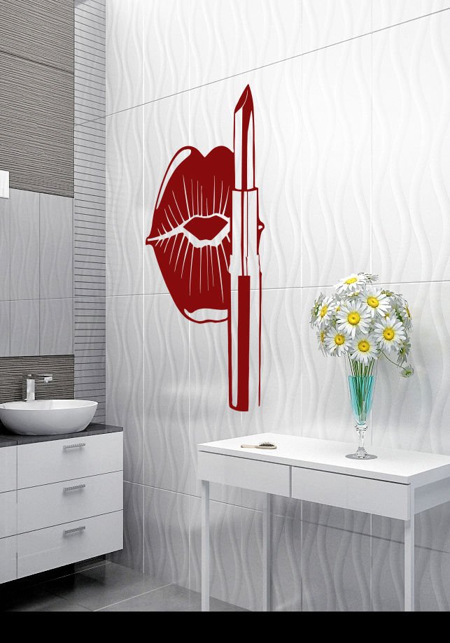 Lips pomade language teeth kiss smile Room Stylish Wall Art Sticker Decal 9240
