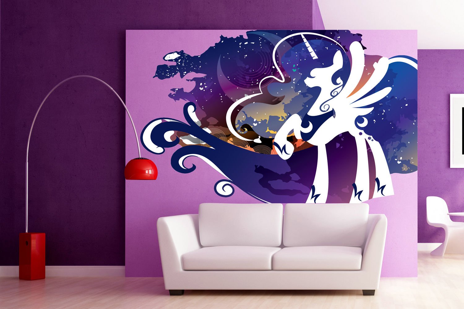 Graphic Design Night Unicorn Full Color Wall Decal Sticker KR-52 FRST