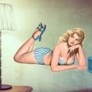 Girl Pin Up Modern Art Full Color Wall Decal Sticker KR-150 FRST