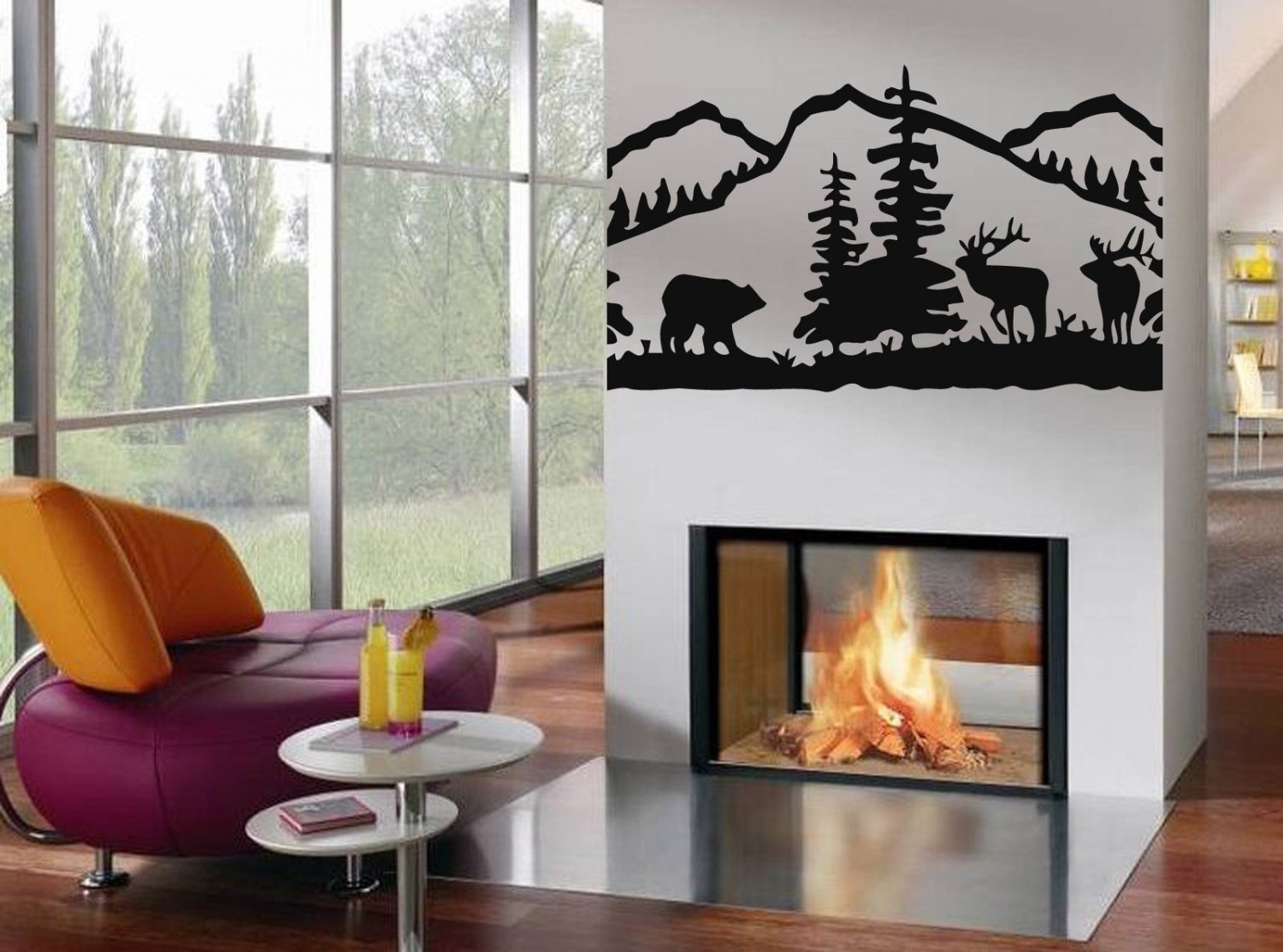 Wall Decor Vinyl Decal Sticker Wild Nature Deers Bears Trees tz901