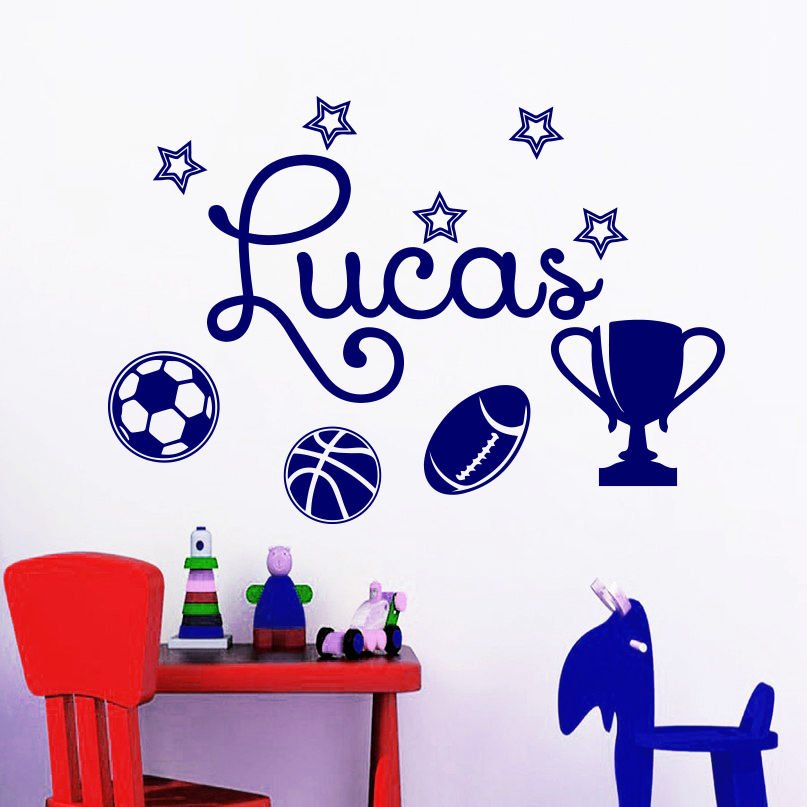 Wall Decal Personalized Name Sport Ball Art Decals Kids Room Decor Sticker AM127