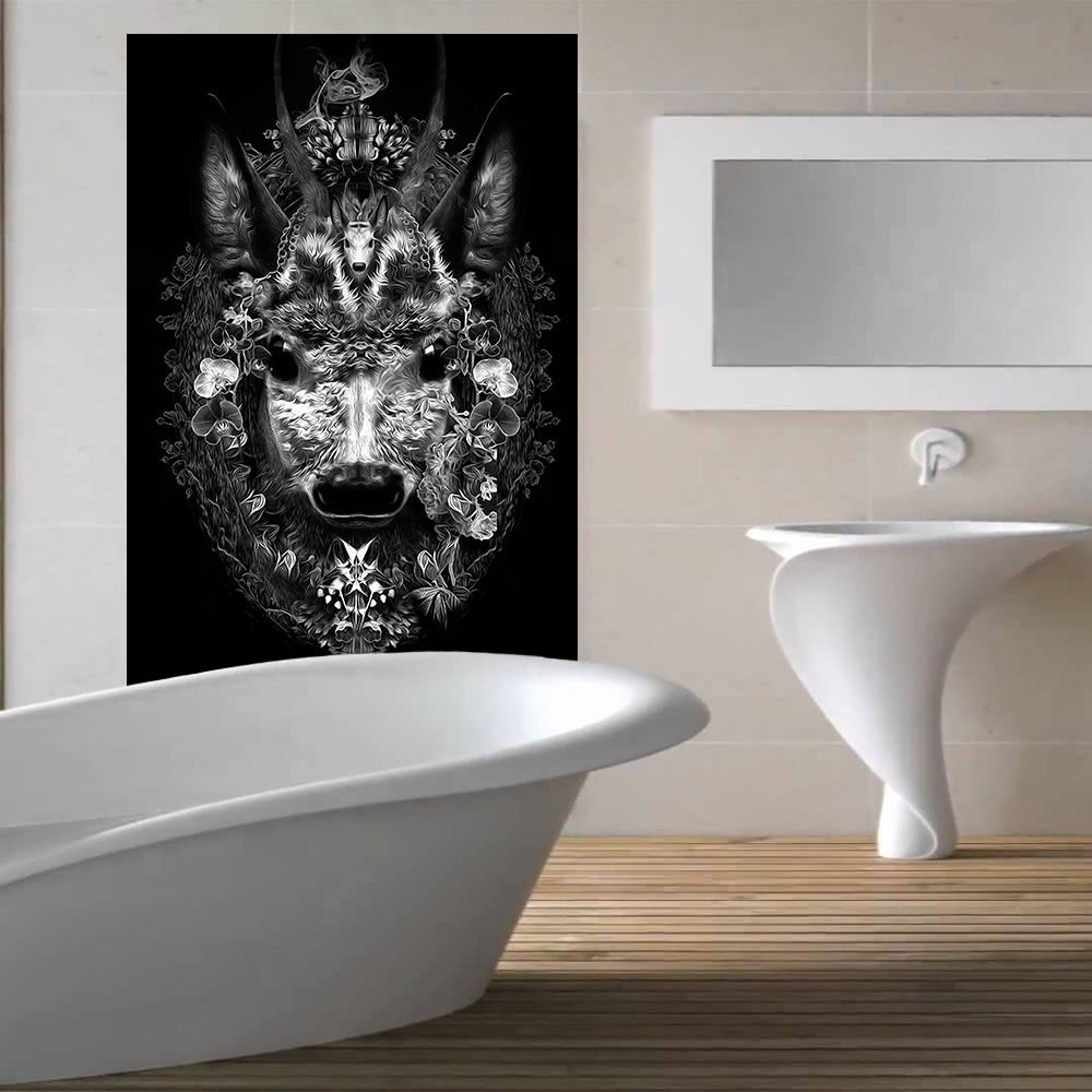 Deer Head Modern Art Full Color Wall Decal Sticker AN-368 FRST