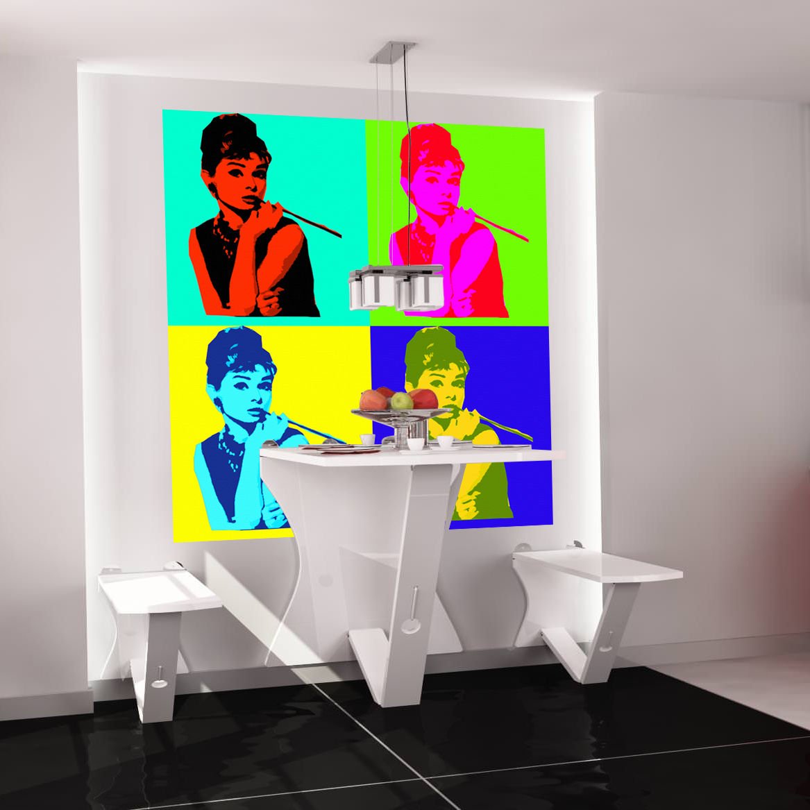 Warhol Portrait Audrey Hepburn Full Color Wall Decal Sticker AN-56 FRST