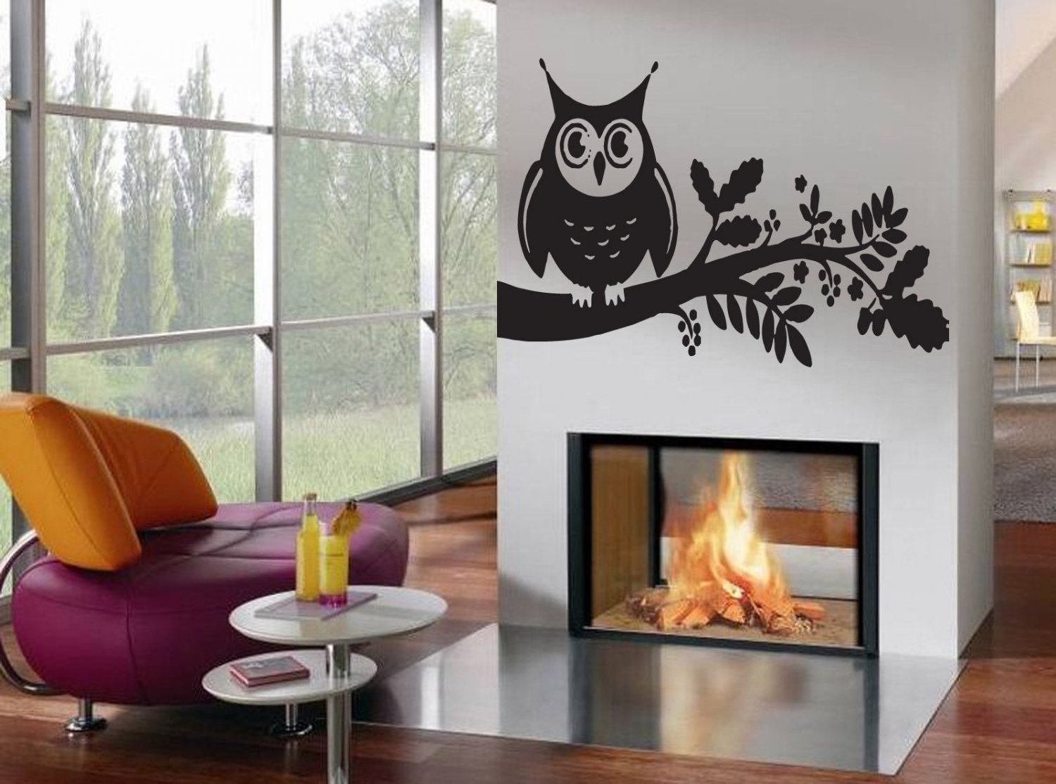 Wall Decor Vinyl Decal Sticker Owl on Tree Branch tz909