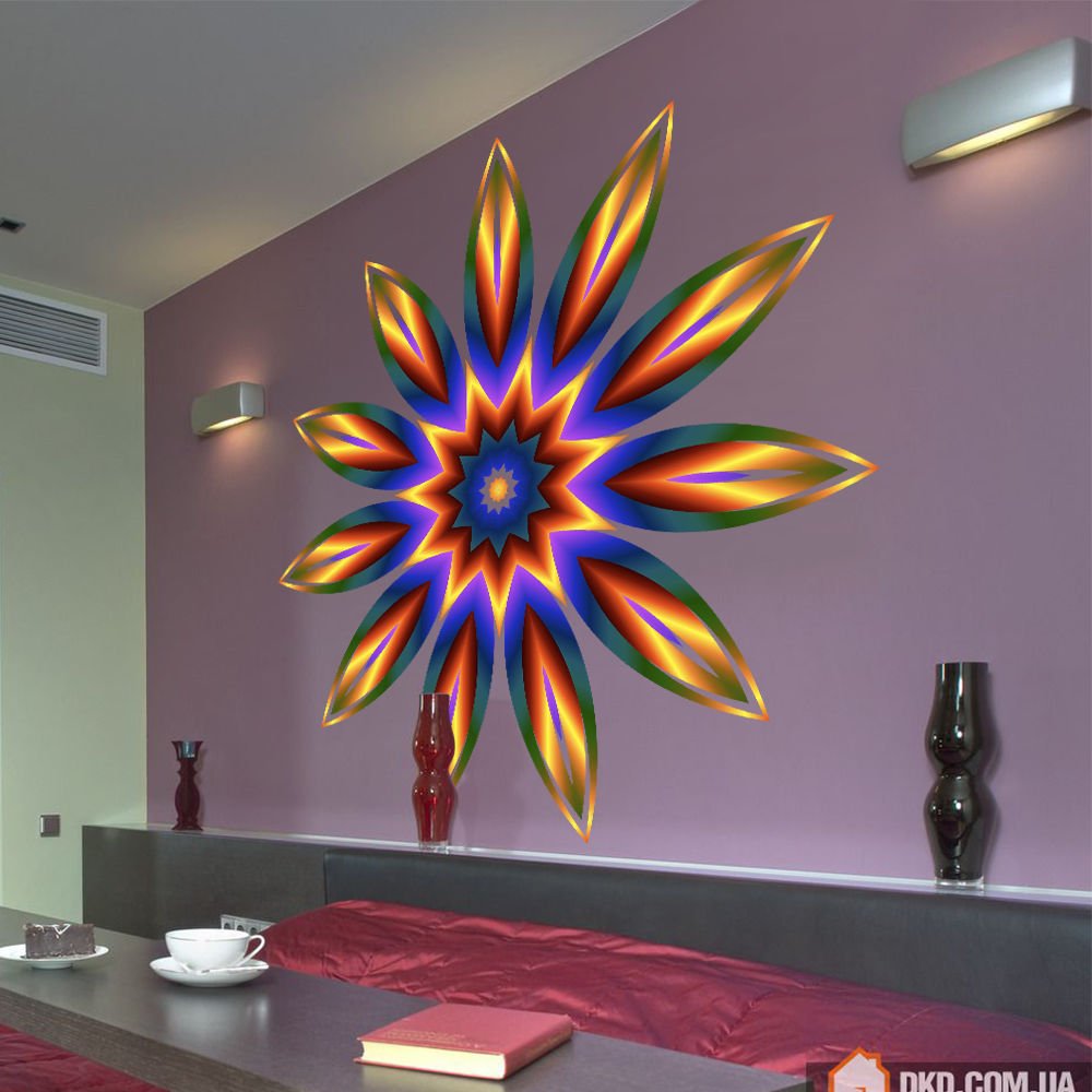 Rainbow Flower Full Color Wall Decal Sticker AN-244 FRST