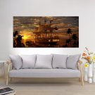 Sailing Ship Sea Ocean Coast Full Color Wall Decal Sticker KR-155 FRST