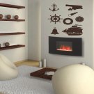 Ship steering wheel binoculars compass anchor Stylish Wall Art Sticker Decal8851