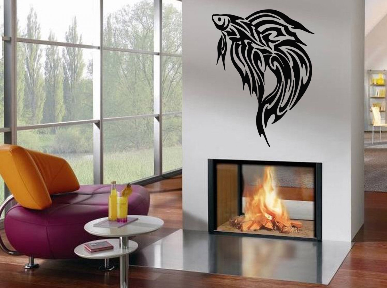 Wall Decor Vinyl Decal Sticker Fish Tribal tz315