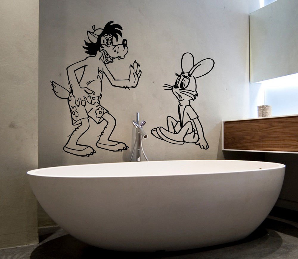 Wall Decor Vinyl Decal Sticker   wolf shorts hare DA1452
