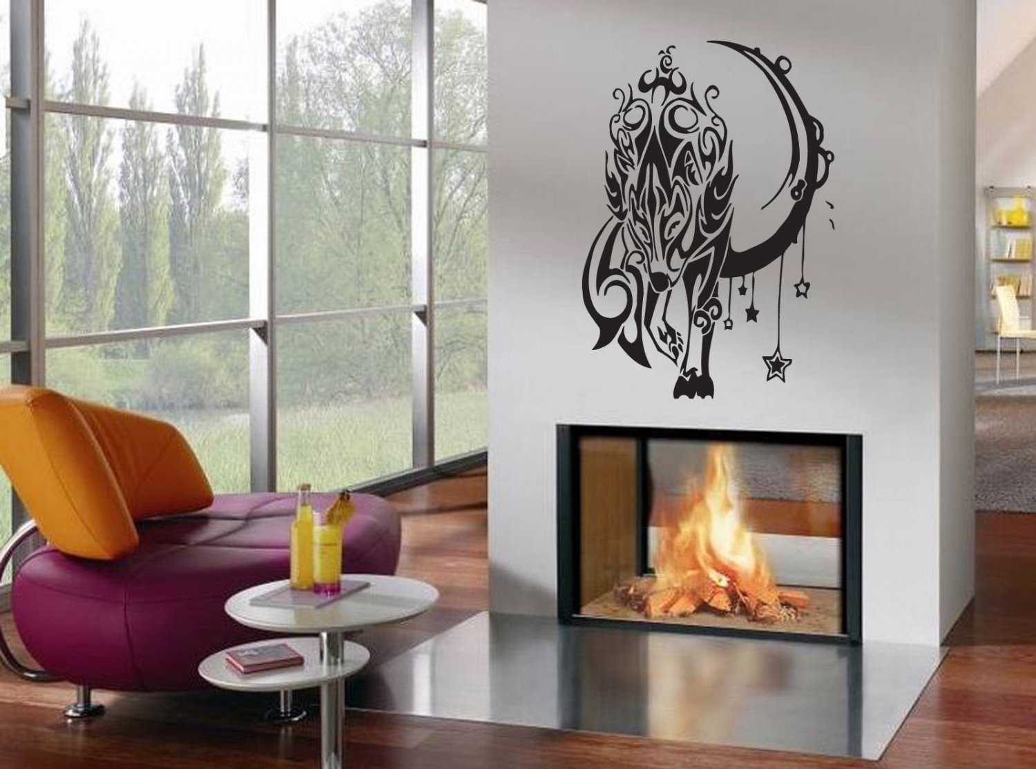 Wall Decor Vinyl Decal Sticker Wolf Tribal Style tz992