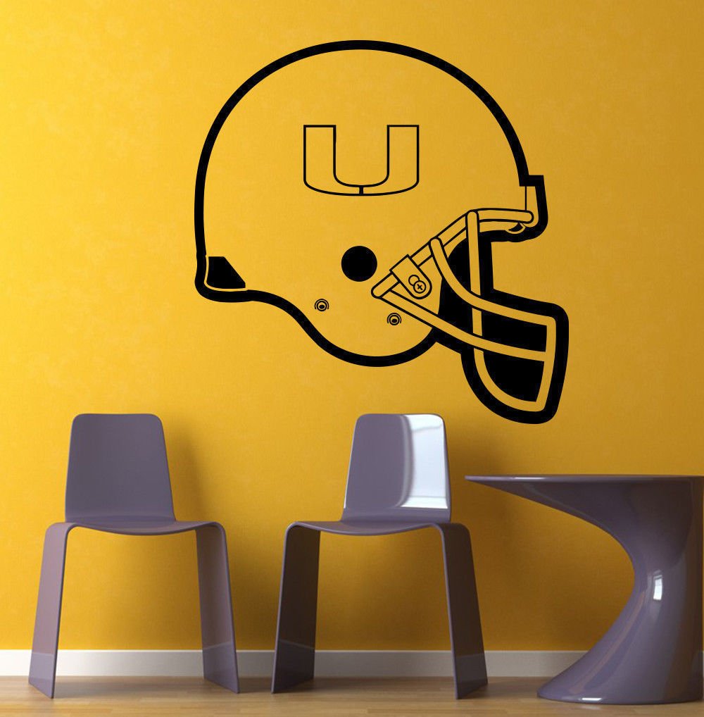 NCAA Wall Mural Vinyl Sticker Gym SPORTS LOGO Helmet Miami Hurricanes DA2974
