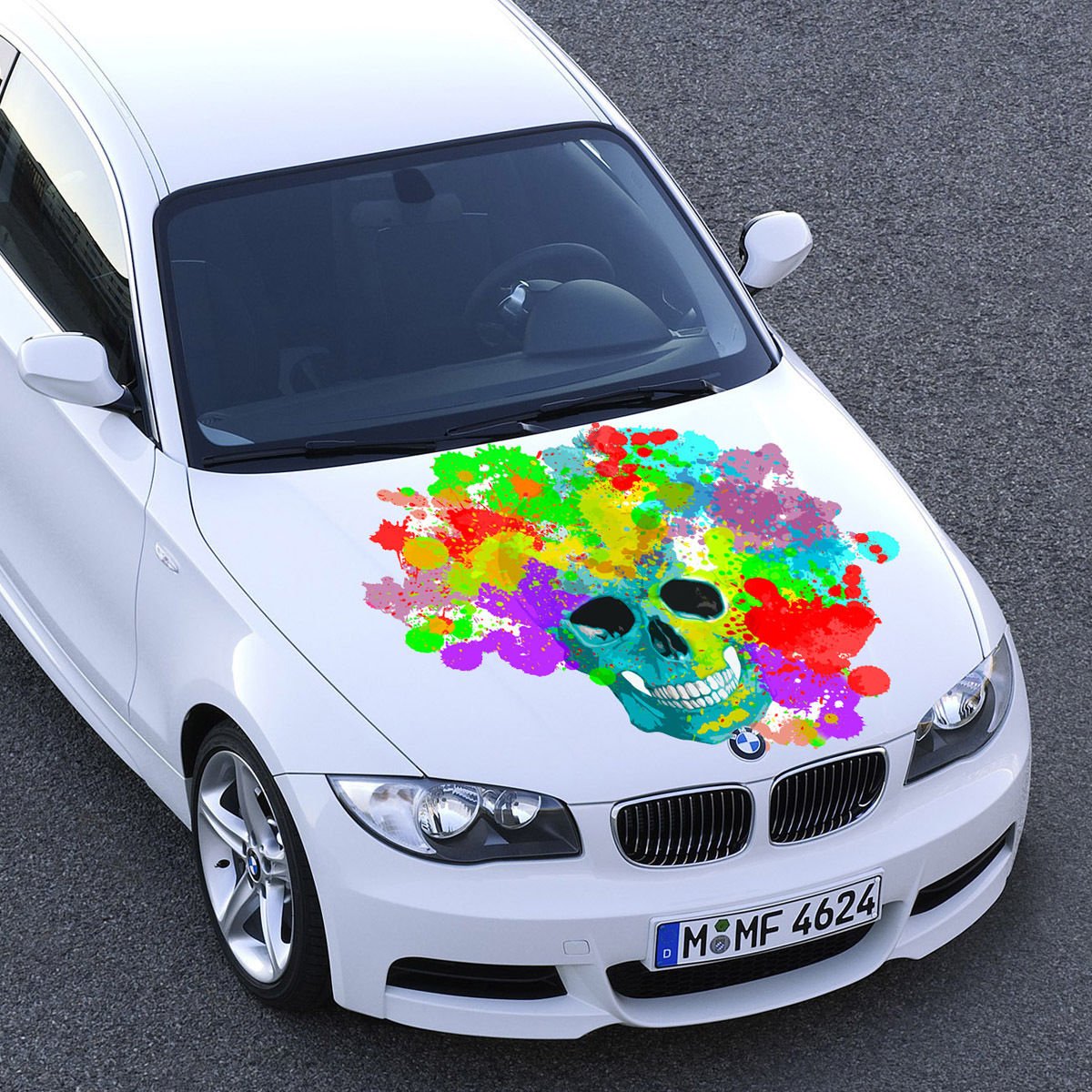 Multicolored Skull Dice Paints Full Color Car Decal Sticker KR-5 FRST