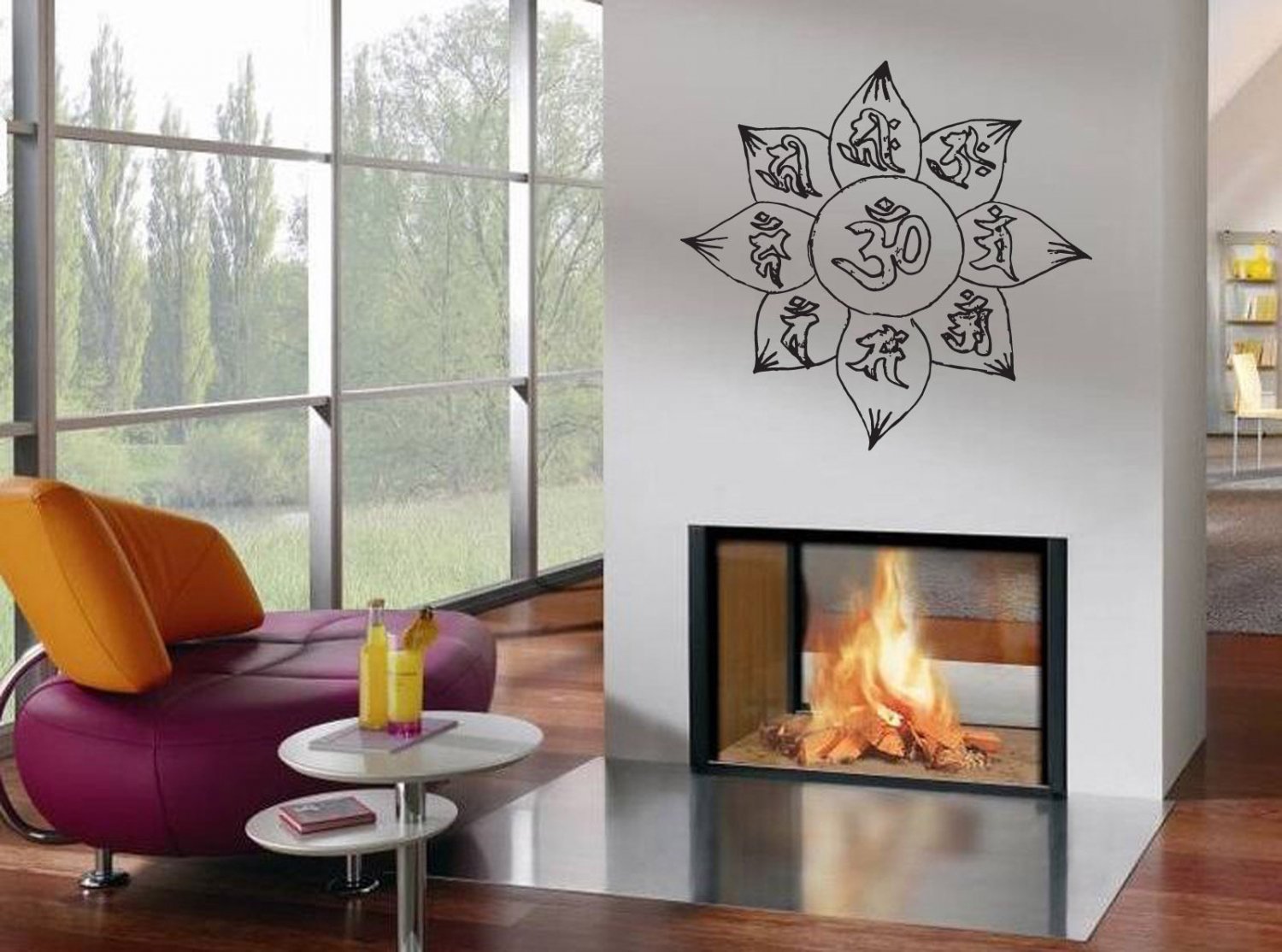 Wall Decor Vinyl Decal Sticker Om Ohm Yoga Lotus tz3061