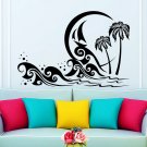 Wall Decal Trees Palms Sea Beach Sun Ship Living Room Decor Sticker Murals AM100