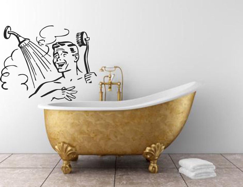 Wall Decor Vinyl Decal Sticker Man Taking Shower tz911