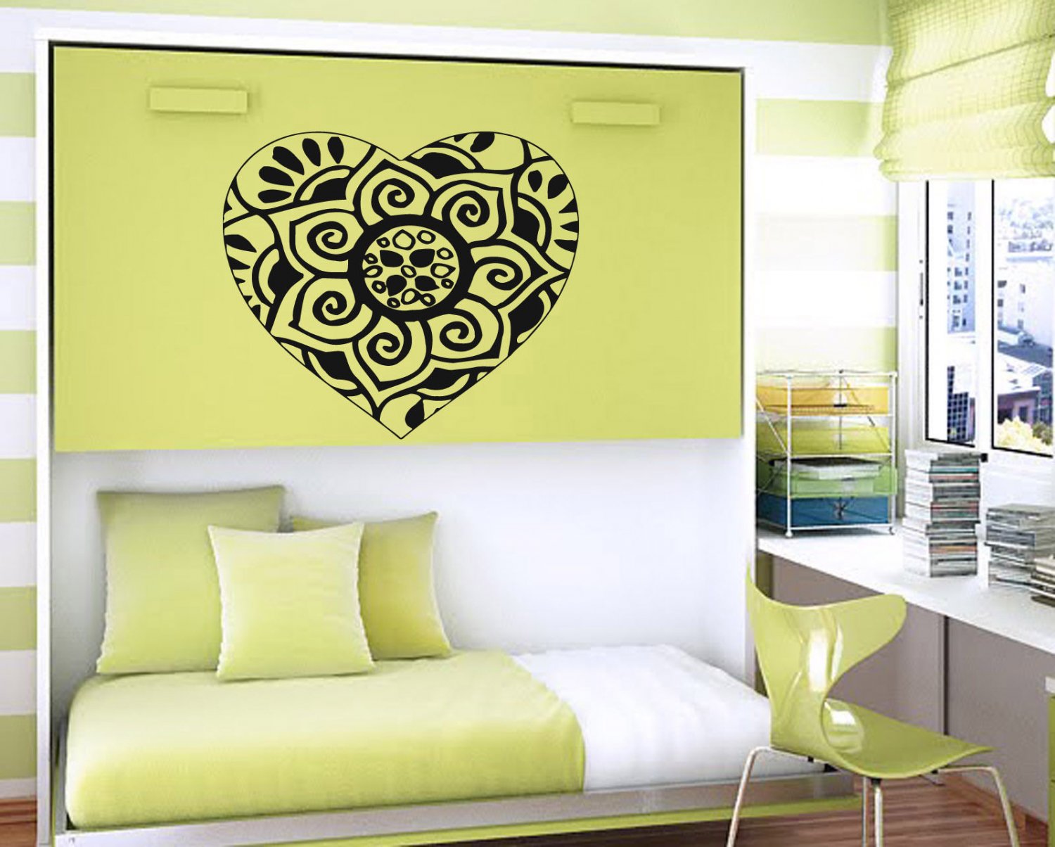 Wall Decor Vinyl Decal Sticker Yoga Lotus in Heart tz3062