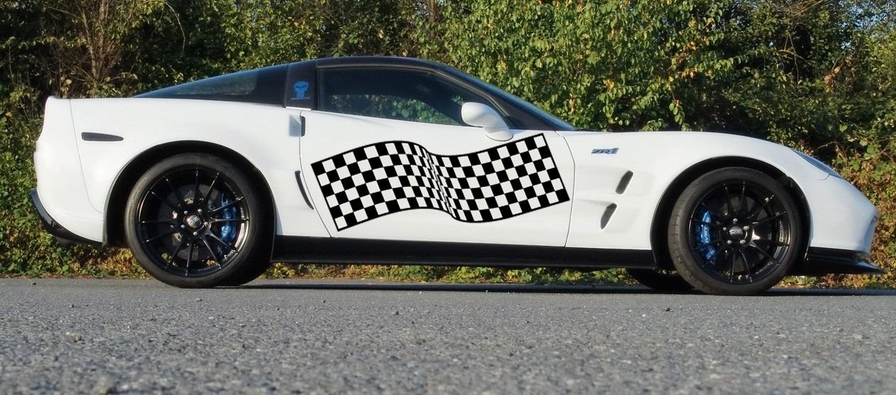 Car Side Wrap Decor Vinyl Decal Sticker Checkered Flag Stripes N153