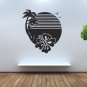 Wall Decor Vinyl Decal Palm Tree Hawaiian Flowers Sunset Ocean tz211
