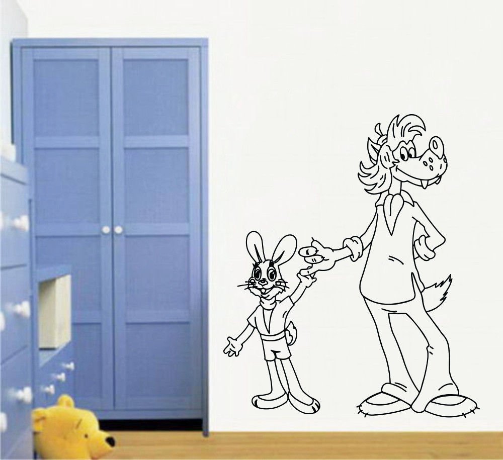 Wall Decor Vinyl Decal Sticker     wolf hare friendship DA1453