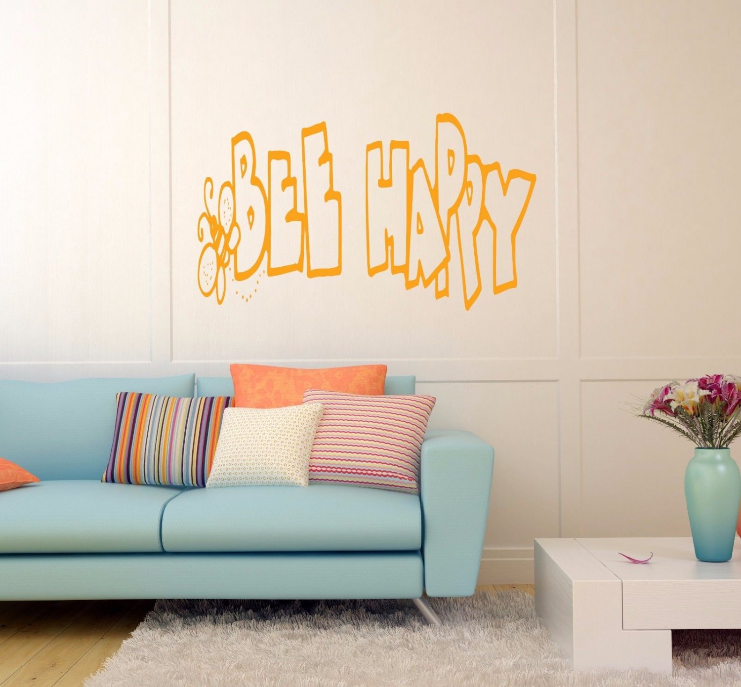 Be happy bee quote Kids Room Children Stylish Wall Art Sticker Decal 10018