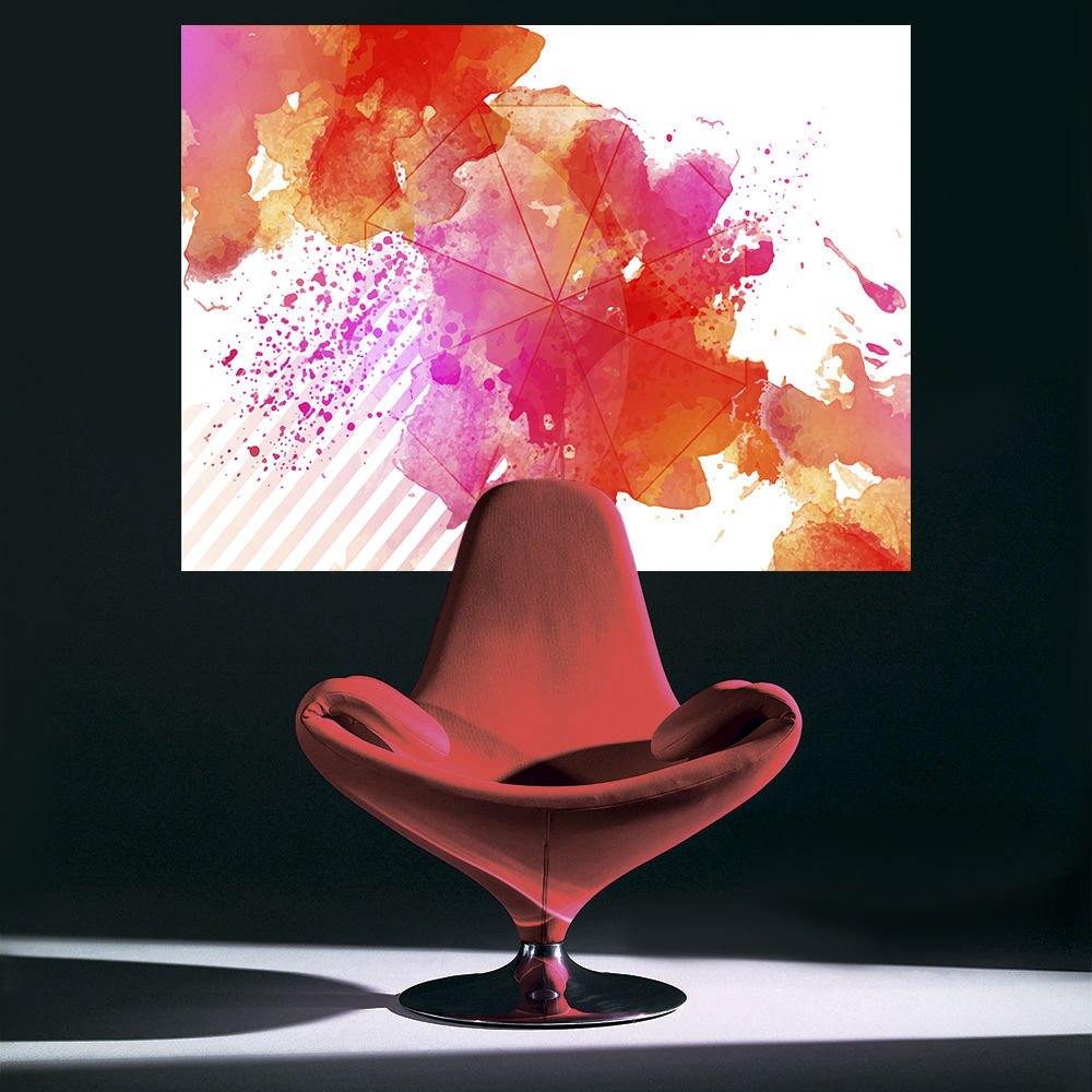 Orange Paint Spot Geometry Full Color Wall Decal Sticker AN-677 FRST