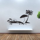 Wall Decor Vinyl Decal Summer Landscape Palm Tree Beach Ocean Dolphins tz192