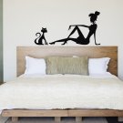 Wall Decor Vinyl Decal Sticker BEAUTIFUL GIRL WITH A CAT DA513